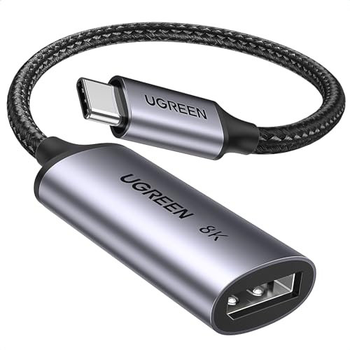 UGREEN Adaptateur USB C vers DP1.4 Femelle 8K 60Hz 4K 240Hz Compatible avec iPhone 16 Plus Pro Max 15 MacBook M4 M3 M2 iPad Pro Air Galaxy S24 S23 Câble DisplayPort Thunderbolt 4 3 HDR VRR Dolby