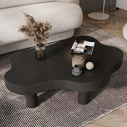 MUUNS Wolke Couchtisch, unregelmäßige Massivholz Wolke Form Couchtisch Dekor mit 3 Beinen, niedliche Moderne Runde Ecke verdicken End Tabelle für Wohnzimmer Schlafzimmer Möbel,Schwarz,47×31×16“