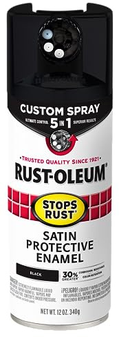 Rust-Oleum 376869 Stops Rust Custom Spray 5-in-1 Spray Paint, 12 oz, Satin Black