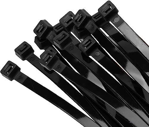 Armpow 80 Stücks 12mmx300mm Zugfestigkeit 114KGS/250LBS Kabelbinder Lang Robuste, UV-beständige mit Schieber Kabelbinder aus dickem Nylon für Kabelmanagement(Schwarz)