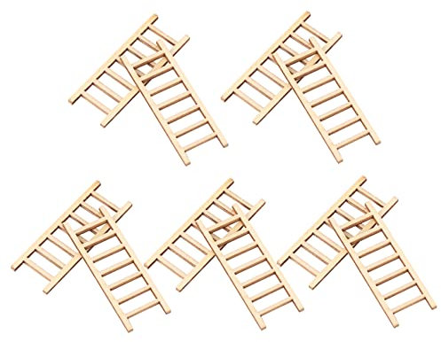 VILLCASE 2sets Ornament Treppe Für Shop Landschaft Leiter Mini Treppen Holz Material 10 Stücke * 2