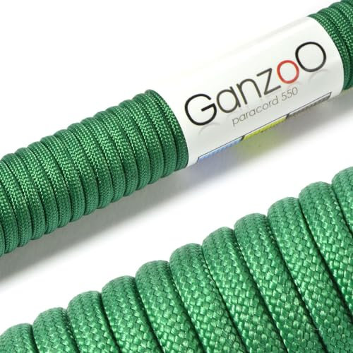 Ganzoo Paracorde 550, 4mm Corde, 3 Mètres, Polyester, Type 3-7 brins intérieurs, Le Bricolage de Laisse de Chien Collier Bracelet, Camping Survie et Outdoor Corde à Tout Faire, Herbe-Vert