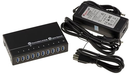 KALEA-INFORMATIQUE Hub Industrial USB3 Estación de Carga 10 Puertos (USB 3.0 5GB) con Fuente de Alimentación 60W. Chasis metálico para Montaje en Bastidor
