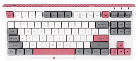 EPOMAKER Brick 87 Mechanische Tastatur mit stapelbarer Blockleiste und Knöpfen, Custom Tastatur, Bluetooth/Wireless/USB-C, Hot-Swap, RGB Beleuchtung, für Win/Mac/Spiel (GreyPink, Wisteria Linear)