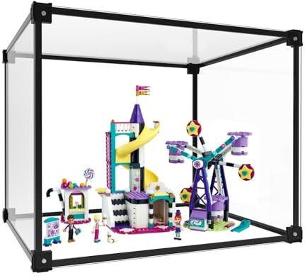 Acryl Vitrine Schaukasten, Transparent Stapelbar Vitrine, Sammlervitrine Box Staubdicht Selbstaufbau mit Tür Für Spielzeug Figuren Modellautos Sammelfiguren Sammlung (40x20x40cm)