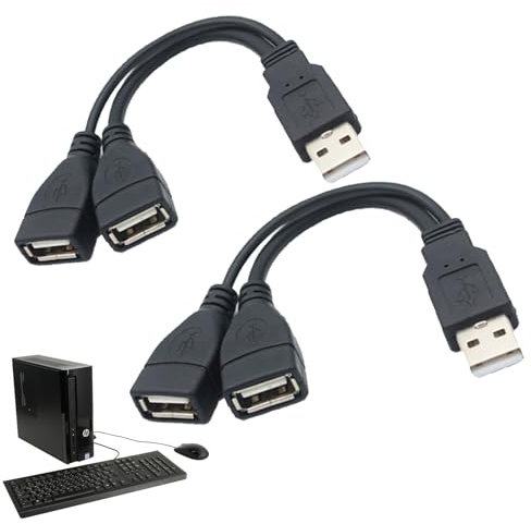 QQDBT 2-in-1 USB Splitter Y Cable, Dual Female USB Extension Lead 15cm, Multiport Data Charger Split Adapter for Macbook, Laptop, Car, Xbox One Series X/S, PS4 5