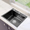 KiwiHood 50 x 45cm Küchenspüle Schwarz Drop In Küchenspüle Edelstahl Single Bowl Küchenspüle Workstation Unterbau Rechteckige Küche Bar Spüle mit Abtropffläche, Zubehör für RV,Home Office