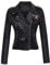 Hcclijo Frauen Patchwork Lederjacken Blumenstickerei Nieten Kurzer Abschnitt Pu-Leder Kleine Jacken black XS