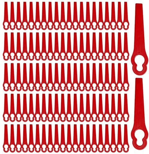 FUIPVGI 100 Pcs Lames de Rechange en Plastique, Rouge Lame Coupe Bordure Tondeuse à Gazon, Lame Plastique Coupe Bordure, lames de rechange pour Coupe Bordure sans fil, pour Jardin Pelouse (100 pièces)