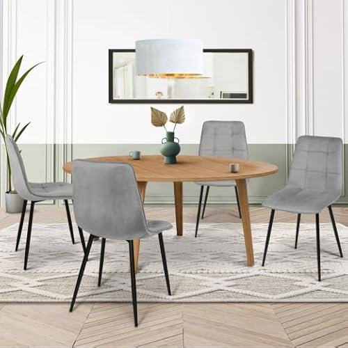 IDMarket - Lot de 4 chaises Mila en Velours Gris Clair pour Salle à Manger