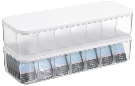 SUMTree Contact Lens Organizer 2-Piece Storage Boxes with 7 Compartments, Transparent Design, Easy Open Lid, Versatile Storage for Contact Lenses, Accessories, and More