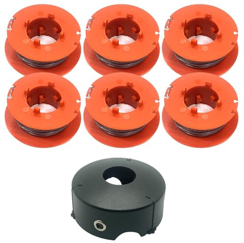 F016800175 Bosch Trimmer Ersatzspule für Bosch ART 23 26 30 Combitrim Easytrim Rasentrimmer, 1,6 mm 7,9 m Rasentrimmer-Ersatzspule mit F016L71088 Abdeckung (6 Spulen + 1 Abdeckung)