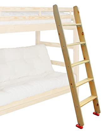 5/4-Stufen-Etagenleiter aus Massivholz, breite Sicherheits-Trittpedalleitern, Etagenbettleiter für Hubbett, einschließlich sämtlichem Montagezubehör (Größe: 5 Stufen, 150 cm/59)