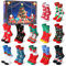 Shujin Weihnachten Socken Adventskalender für 2024 Frauen,Weihnachtskalender mit 12 Überraschungen Christmas Socks Countdown Weihnachtssocken Lustige Festlicher Geschenk (12 Paar)