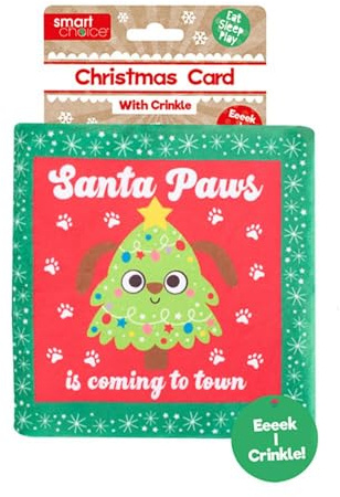 YöL Tree Christmas Card Themed Pet Dog Puppy Toy Plush Crinkle Effect Festive Play Stimulating Interactive
