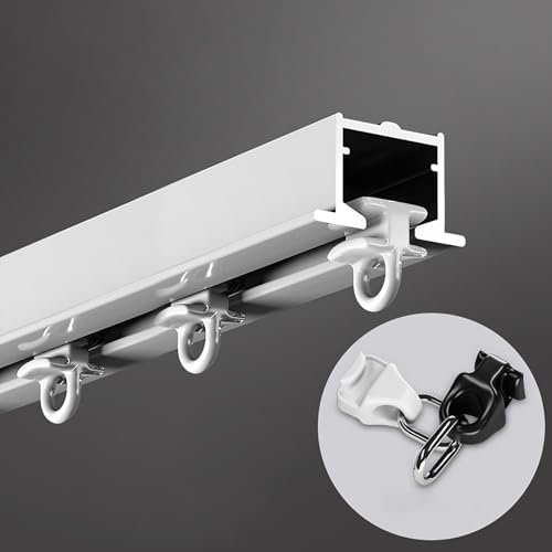 HZSCL Unsichtbare Vorhangstangen, An Der Decke Montierte Vorhangschienen, Verstecktes Gardinenschiene-Set Aus Aluminium, Für Schlafzimmer/Fenster/RV(White,2.50m/8.2ft)
