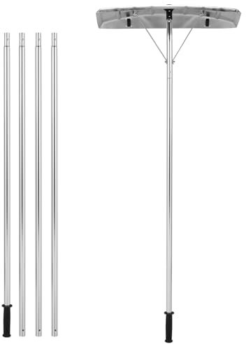 SOARS Schneeschaufel Dach Alu, Schneeschieber mit Rollen, 148-608cm Teleskopstange, Dachräumer mit Gummielippe, Dachschneeräumer, Schneeräumer