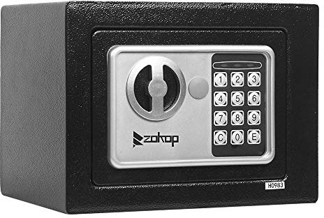 Bonnlo Safe Tresor mit LED-Anzeige, Elektronischer Digitaler Tresor mit PIN-Code und Schlüssel, Dokumententresor Geldschrank Wandtresor für Schmuck Bargeld Medikamente Dokumente, Silbergrau