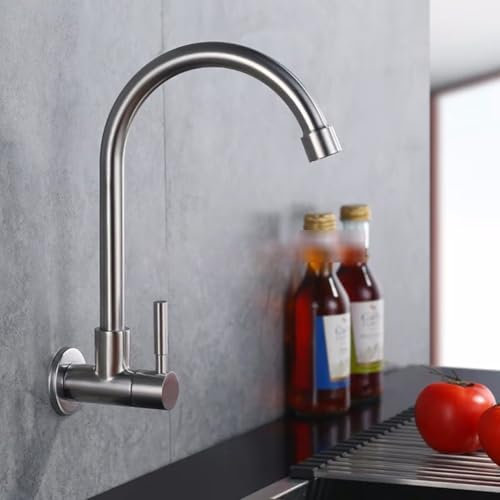 Grifo de cocina de acero inoxidable, purificador de agua de pared, grifo de agujero de una sola palanca, grifo giratorio para lavaplatos
