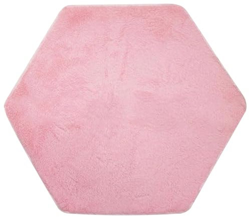 Lamppdcor Spielteppich, Hexagon Teppich, 55x47 Soft Plüschkoralle Fleece Spielteppich mit rutschfestem Gummi-Rücken, niedliche Fuzzy-Spielteppiche für Jungenmädchen-Zimmerdekoration