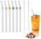 6 PCS Glass Straws Drinking, Reusable Bent Glass Straw with 2 Pcs Cleaning Brush, Clear Glass Straws with Flower for Smoothies, Cocktails, Coffee & Juice