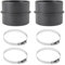 Ducting Joiner Lot de 2 raccords de tuyau de ventilation 60 mm avec 4 colliers de serrage en acier inoxydable - Raccord pour tuyau de conduit de chauffage, chauffage auxiliaire