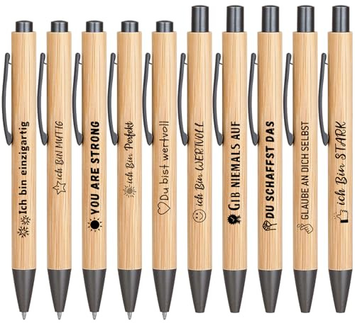 Yuecda Inspirierende Glückskugelschreiber Motivationsstifte mit Sprüchen, Holz Design für Geschenke, Prüfungen, Aufmunterung und Genesung (40)