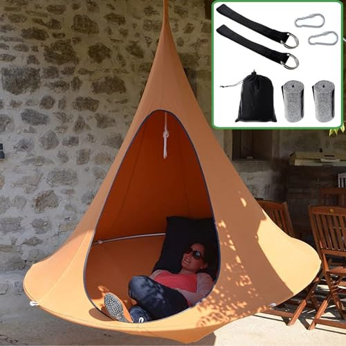 AHDFY Outdoor Camping Hängemattenzelt, Baumwolle Hängematte Stuhl, Tragbare Leichte Hängshängematten für Garten, Terrasse, Terrasse Und Decking, Mehrere Farben Erhältlich,Orange,100×110cm(39×43in)