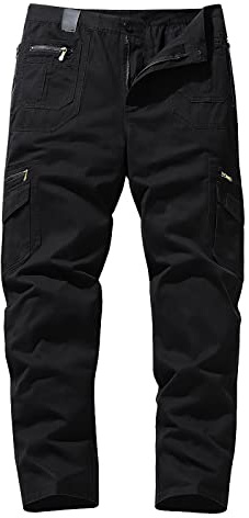 Pantalon en jean pour homme, coupe décontractée, taille élastique, pantalon de travail décontracté avec poches zippées, jeans hip-hop vintage avec poches multipoches