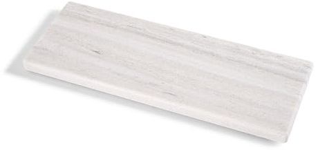 Schneidebrett aus weißem Marmor 40 x 15 cm – Elegantes Servierbrett für Käse, Sushi und Antipasti – Naturstein Platte für Küche oder Tisch – Handgefertigt in Italien | Kalu Creations