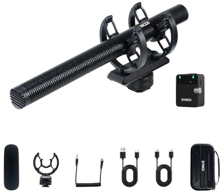SYNCO D2 Wireless Shotgun Mikrofon, Hypercardioid Kondensator Directional Mikrofon für Kamera Smartphone PC & DSLR Videoaufnahme, Professionelles Mikrofon für Filmemacher Interviews YouTube & Vlogging