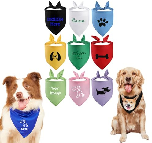 Personalisiertes Hundehalstuch, bestickt, mit Namen, Dreieck-Lätzchen für kleine, mittelgroße und große Hunde, Katzen und Welpen (Baumwollmaterial)