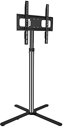 TV Monitor Holder Rack Floor TV Stand Mount Universal TV Stand Height Adjustable Tilt Swivel TV Mount for 32 to 50 Inch Flat Screen TVsMax 400X400mm Holds，