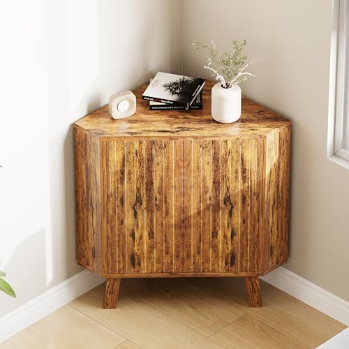 GarveeHome Küchenschrank Eckschrank Badezimmerschrank Eckregal Mit 2 Türen, Verstellbare Ablage, Aufbewahrungsschrank Holz Für Küche, Wohnzimmer, Esszimmer, 80 x 40 x 78 cm