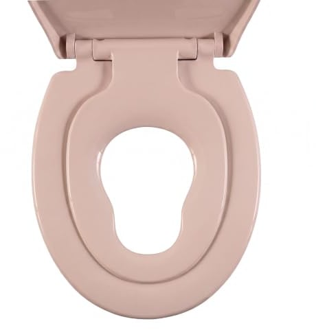 AQUALONA® Duroplast Toilet Seat – Oval Shaped, Soft Close - Ceramic Appearance - One Button Hinge Release for Quick Cleaning, Easy Install (Pink Family Seat)