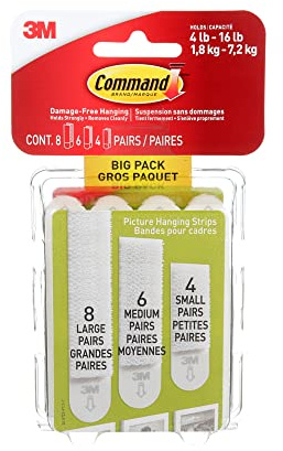 Command 3M Assorted Picture Hanging Strips Big Pack-Assorted (8 Large, 6 Medium, 4 Small)