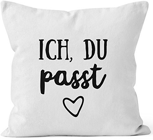 MoonWorks Kissen-Bezug Valentinstag Liebe Ich du passt Kissen-Hülle Deko-Kissen Baumwolle weiß 40cm x 40cm
