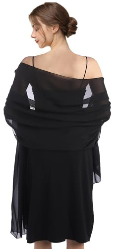 Chiffon-Schals für Brautkleid, Hochzeit, Party, Abendkleid und besondere Anlässe, schwarz, Länge (79) * Breite (19)