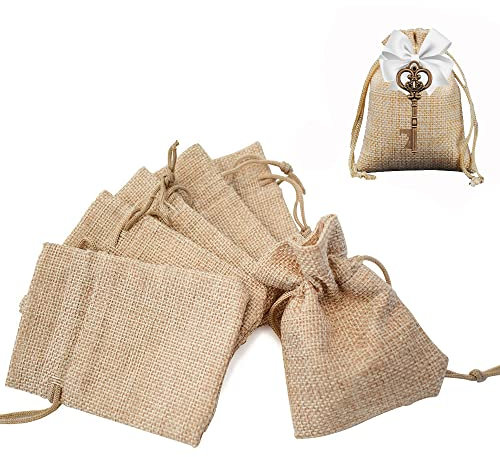 Gudotra 100 Pezzi Sacchetti Portaconfetti Bomboniere Juta per Matrimonio Battesimo Comunione Compleanno Riso Regalini Sacchetti Calendario Avvento