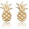 Diamond Treats Flache Ananas vergoldete Ohrstecker aus 925 Sterling Silber, süßer Goldene-Ohrschmuck im Ananas Design, kleine Gold-Ohrringe für Mädchen und Damen, Goldohrringe für Frauen