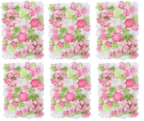 Hydrangea Panneau mural de fleurs artificielles, en velours blanc, vert et rose pour toiles de fond, décorations, lieux de mariage, de fêtes, décoration d’intérieur, 60 cm x 40 cm, simple