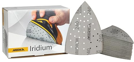 Mirka Schleifdreieck Iridium 100x152x152 mm 36 Loch Klett Korn 240 | Premium Schleifpapier für Lack Spachtel Grundierung Holz Stahl Mineralwerkstoffe Kunststoff mit 36-Loch Klettsystem