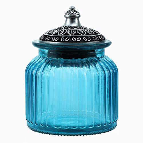 SOCOSY Vintage Crystal Glass Candy Jar with Lid Food Jar Nut Jar Jewelry Box Wedding Candy Buffet Jars Kitchen Storage Assorted Color 24 oz