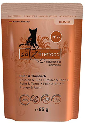 catz finefood N° 25 Huhn & Thunfisch Feinkost Katzenfutter nass, verfeinert mit Kürbis & Hagebutte, 16 x 85g Beutel