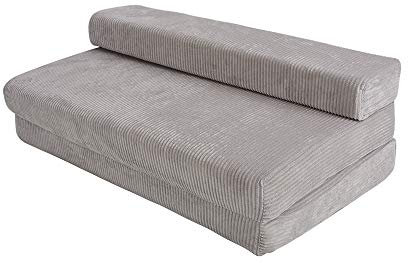 Panana Double Futon Sofa Chair Fold Out Guest Chair Z Bed folding mattress Foam Soft with a Zipped Removeable Cover for Adult and Kids (Light grey)