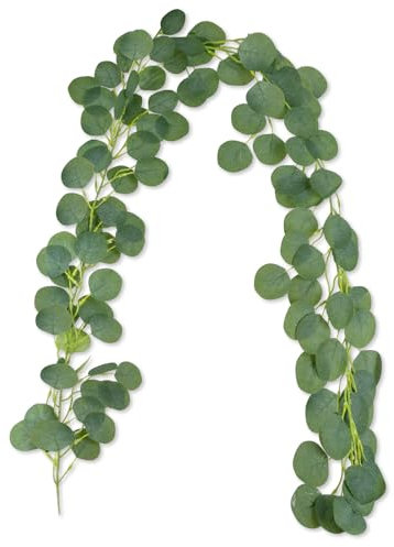 AIOR Eucalyptus Artificiel Guirlande de Feuilles Vertes, 200cm Vigne d'eucalyptus Faite à la Main Deco Interieur, Décoration Murale de Mariage, Décoration Table Noel