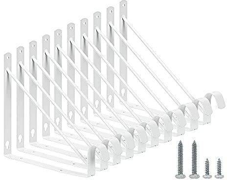 HOME MASTER HARDWARE Regal- und Stangenträger, 28 x 25,4 cm, robust, Wandmontage, Regalstützen, Schrankhalterung, weiß, mit Schrauben, 10 Stück