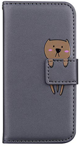 for iPhone SE 2020 Case, iPhone 8 / iPhone 7 Case Shockproof Cute 3D Animal Art Funny Phone Cases PU Leather Wallet Flip Cover Silicone Bumper Protective Case with Stand Magnetic Card Holder, Bear
