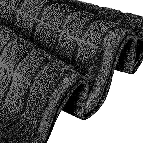 1 Stück Premium Frottee Geschirrtuch 40x64 cm in Uni/Schwarz kariert von StickandShine / 100% Baumwolle