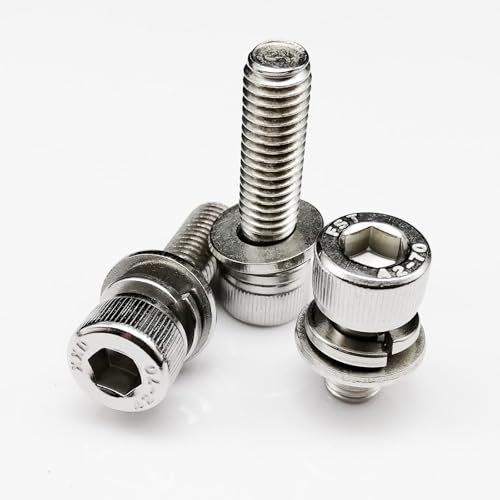 Tornillos para Madera 304 acero inoxidable Allen hexagonal hexagonal hurgoneta cabeza tornillo tornillo de tornillo con arandela plana plana resorte de la junta elástica dividida (M2 - M12)